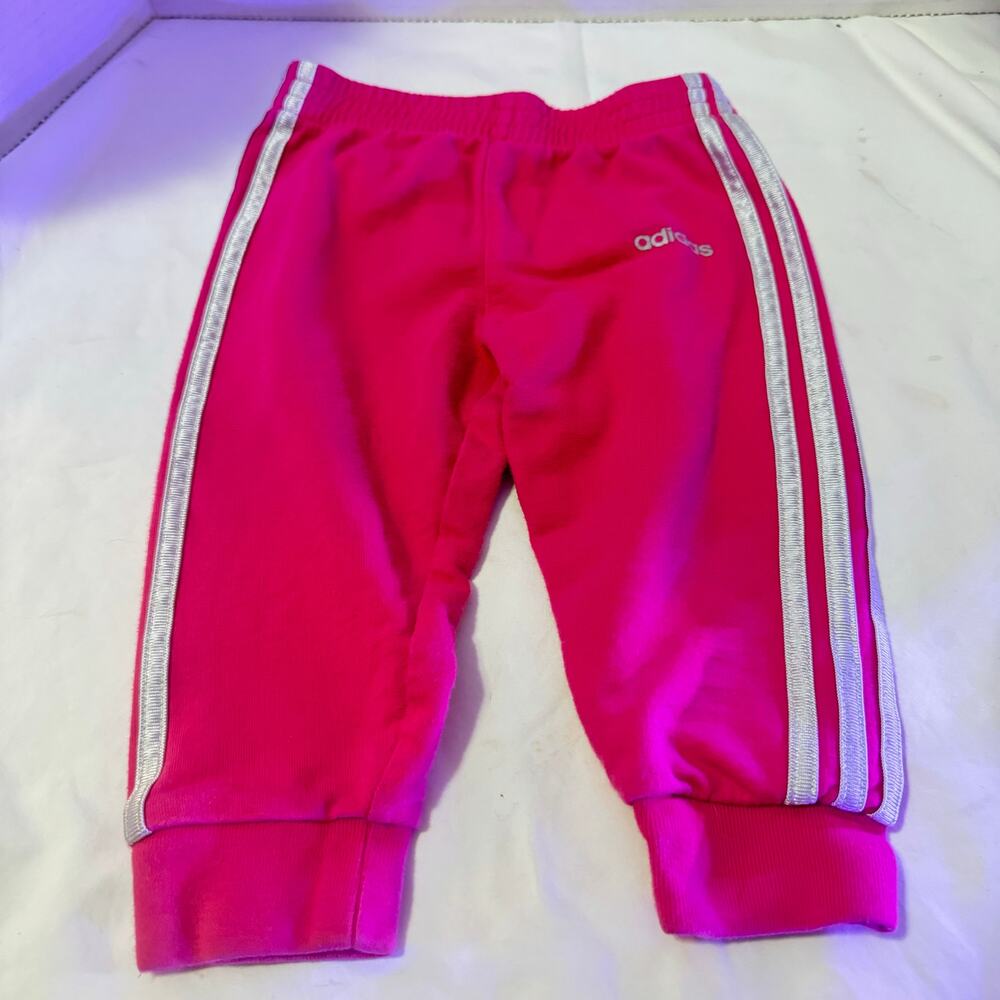 ADIDAS PINK SWEATPANTS WITH WHITE STRIPE 12 Months